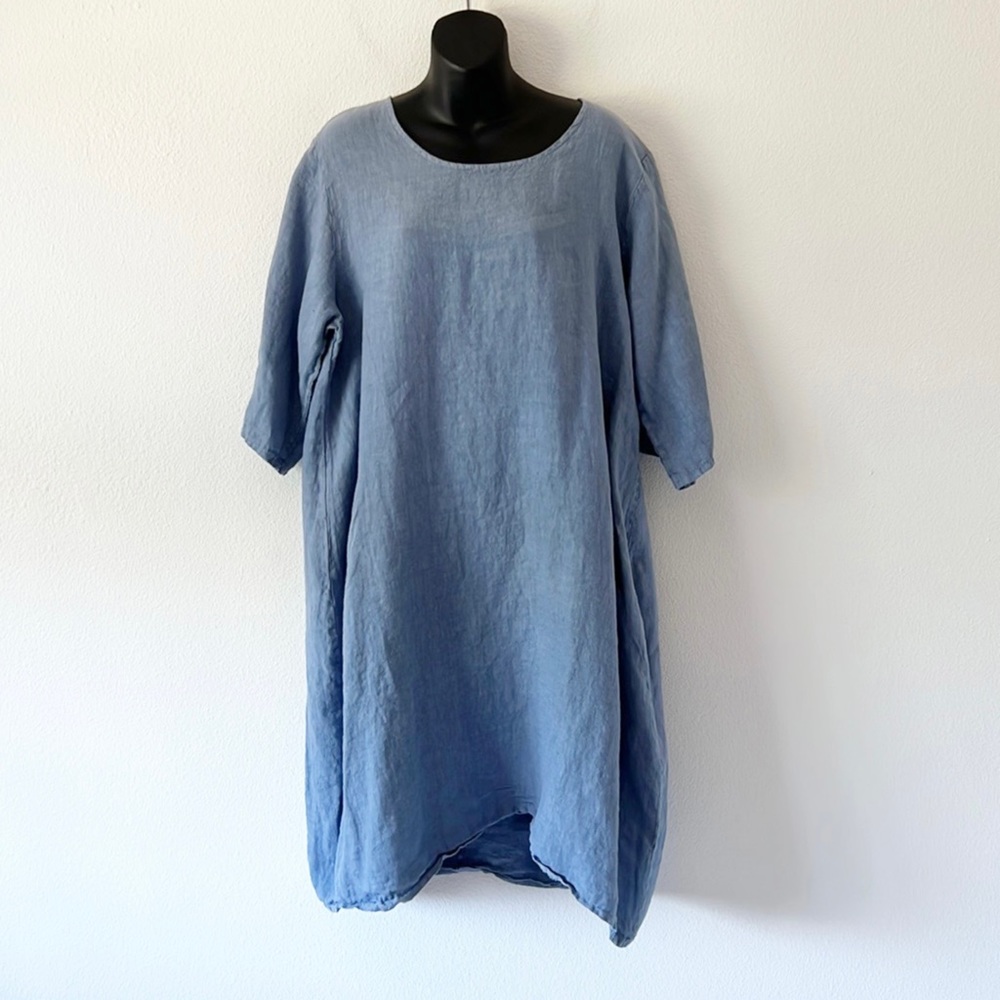 Puro Lino 100% Linen Lagenlook Casual Comfort Dress